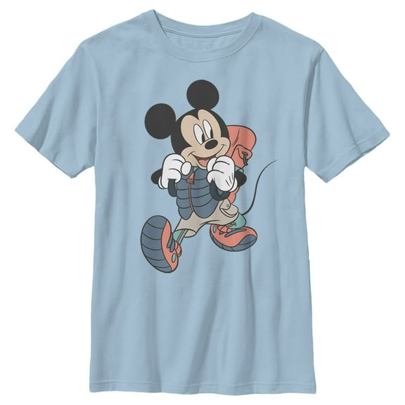 Boy's Mickey & Friends Mickey Mouse Hiker  Graphic Tee Light Blue Small
