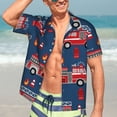 thumbnail image 7 of Rateoe Fire Truck 1 Pattern Men’s Hawaiian Shirt – Short Sleeve Button-Down Tropical Beach Shirt, Lightweight & Breathable Casual Aloha Shirt with Pocket,Large, 7 of 7