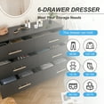 thumbnail image 5 of Kepooman 6 Drawer Double Dresser, Black Chest of Drawer with Golden Handle for Bedroom, Particle Board Storage Cabinet, 5 of 10