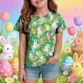 thumbnail image 2 of UngA Girl Easter Shirt Bunny Kids Cute Rabbit Print Tops Tees Funny Short Sleeve Toddler Girl Tshirt (Light Green,4-5 Years), 2 of 6