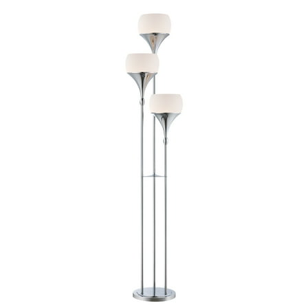 Modern 3-Light Floor Lamp - Polished Glass Shade, Living Room Bedroom Lighting, 65" Tall