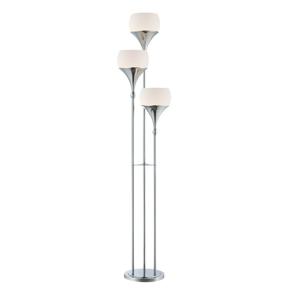 Modern 3-Light Floor Lamp - Polished Glass Shade, Living Room Bedroom Lighting, 65" Tall