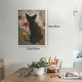 thumbnail image 2 of Kdxio Black Cat in Wildflowers Pattern Canvas Wall Art 12x16 Inches - Waterproof HD Print Solid Wood Frame for Living Room & Bathroom,Vertical, 2 of 8