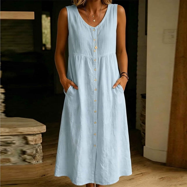 Sentmoon Plus Size Beach Dress A Line Dress 2026 Solid Color Ruffle Regular Fit Spaghetti Strap Summer Dresses for Women for Gym Workout S-3XL