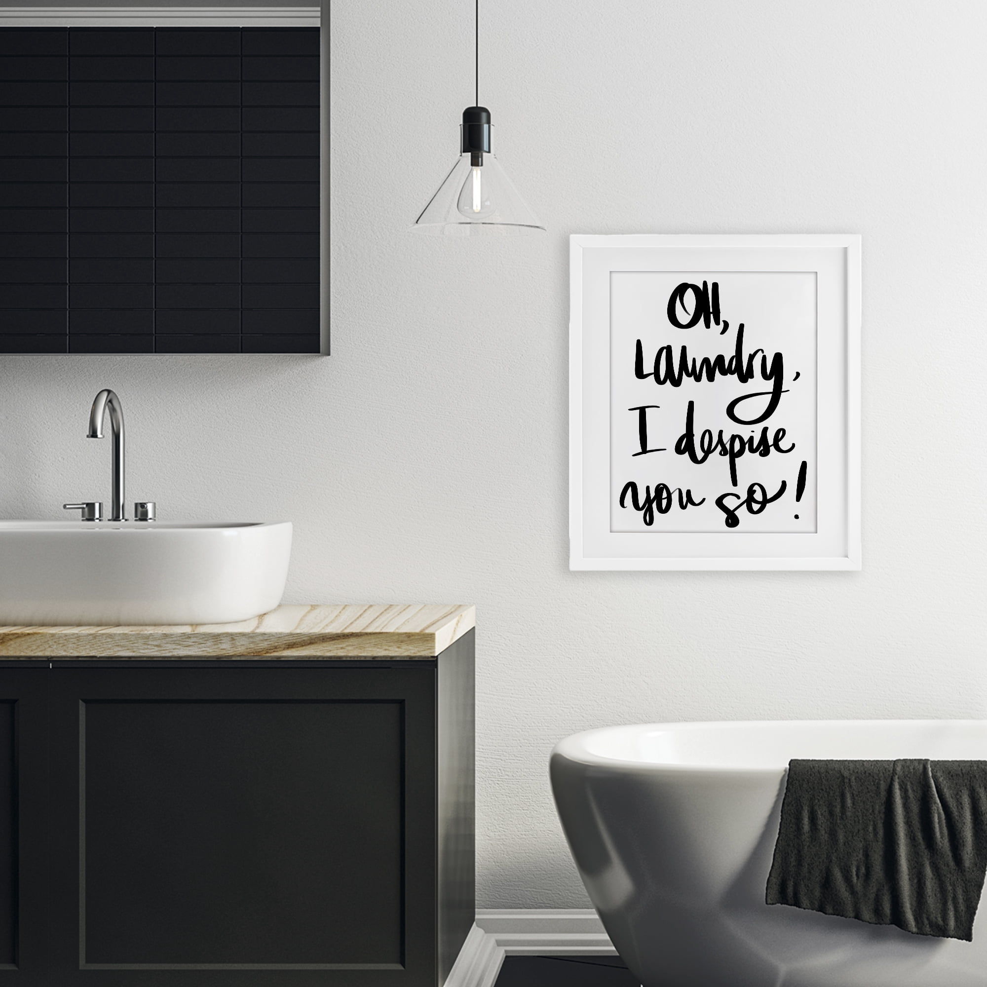 Stupell Industries Laundry I Despise You White Framed Print Under Glass, design by SD Graphics Studio