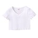 thumbnail image 1 of Gibobby Blusa Niñas Niños pequeños bebés niñas primavera verano sólido acanalado manga corta camiseta ropa （Blanco， 1-2 Años), 1 of 4