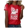 thumbnail image 1 of TSADFHJI Hauts pour Femmes Mode Décontractée Imprimé Col Rond Manches Courtes Chandail T-Shirt m Rouge, 1 of 6