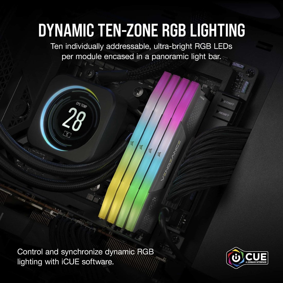 Corsair CMH64GX5M2D6000Z40 Vengeance RGB DDR5 64GB (2x32GB) 6000MHz CL40 RAM AMD Expo & Intel XMP 3.0 Compatible – Gray