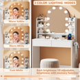 thumbnail image 6 of Akaber Makeup Vanity with Mirror and LED Lights, 3 Color Lighting, Power Outlet, Small Vanity Desk with 2 Drawers, 6 Shelves, Dressing Table for Small Spaces, 6 of 10