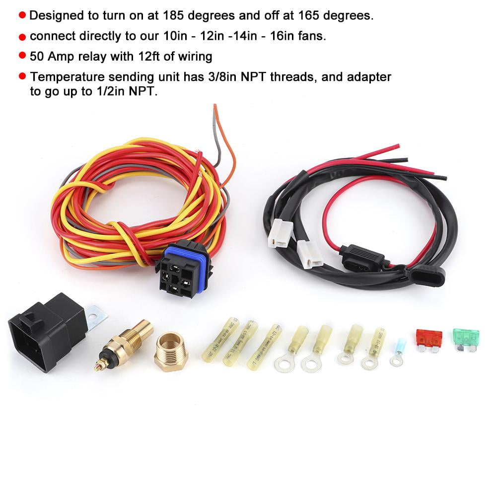 LAFGUR Dual Electric Car Cooling Fan Wiring Installation Kit With 185/
