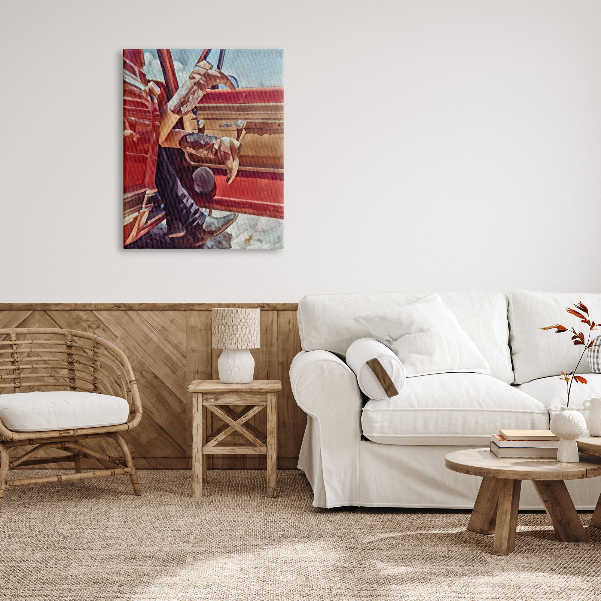 Stupell Industries Romantic Cowboy Boots Couple Transportation Painting Gallery Wrapped Canvas Art Print Wall Art, 30 x 40