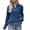 Blue, variant on XFLWAM Business Casual Tops for Women Lapel V Neck Long Sleeve Shirts Solid Color Work Blouses with Cufflinks Army Green S