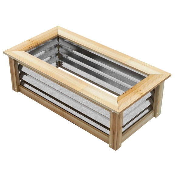 Metal Wood Raised Garden Bed Planter Box for Flowers Herbs Vegetables
