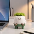 thumbnail image 4 of Cute pots for plants flower pot smiley face rocking chair planter with drainage hole funny indoor succulent planter for plant lovers moms grandmas head-shaped gift for Mother's Day birthday, 4 of 4