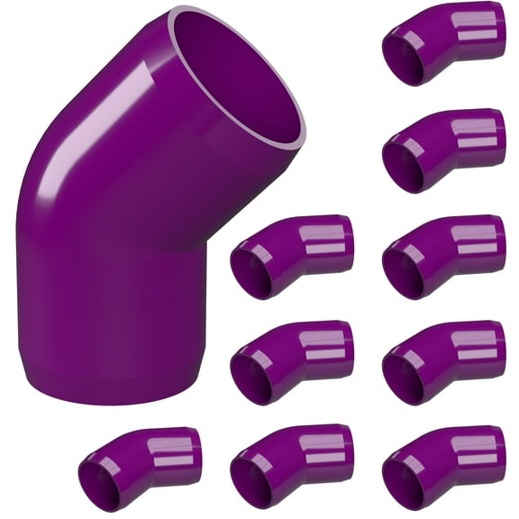 FORMUFIT 1/2" 45-Degree Elbow Furniture Grade PVC Fitting in Purple, Made In USA, UV-Resistant, Impact-Proof, 0.840" Actual Socket Diameter (10-Pack) - F01245E-PU-10