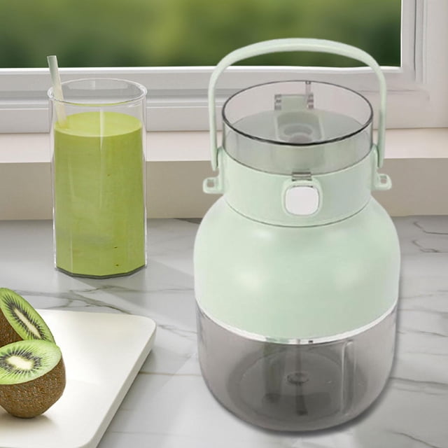 Licuadora eléctrica portátil, exprimidor personal de 500 ml, recargable por USB, 16 x 21 cm, con asa, para entusiastas del fitness, multifuncional. Verde