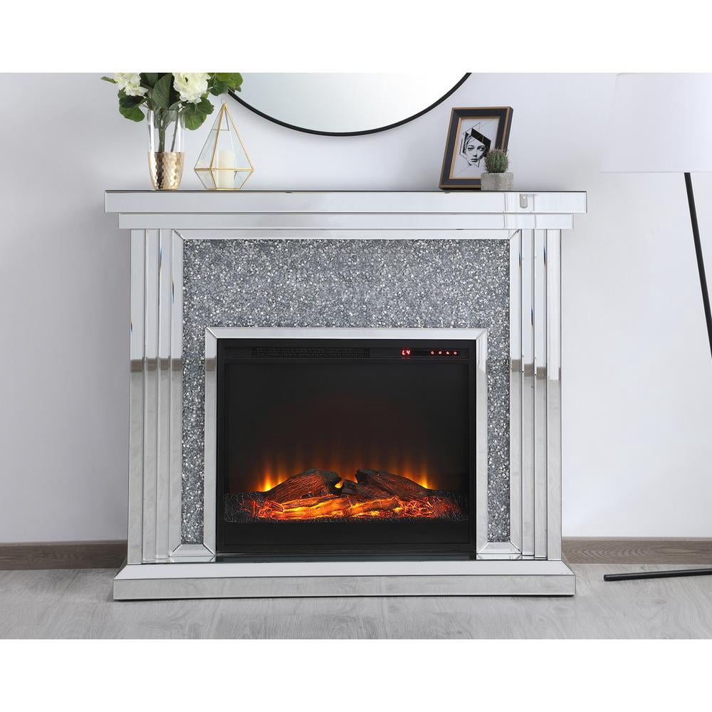 Elegant Decor Mirrored Fireplace Mantle