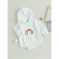 thumbnail image 3 of Bagilaanoe Newborn Baby Girl Boy Hooded Romper Sweatshirt Long Sleeve Bodysuit Rainbow Embroidery Pullover 3M 6M 12M 18M 24M Infant Casual Tee Tops, 3 of 8