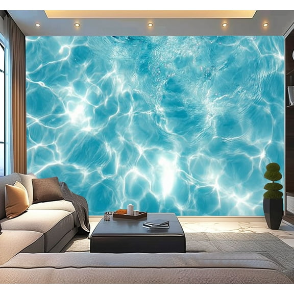 Peel and Stick Wallpaper summer blue water wave abstract natural bubble texture Modern Art Wall Mural Decor Self Adhesive and Removable 100in x 144in