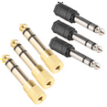 thumbnail image 2 of 6 Pieces Headphone Adapter 6.35 mm(1/4 inch) Male to 3.5 mm(1/8 Female Stereo Audio Earphone Jack Adapter, Black/Gold Plated, 2 of 4