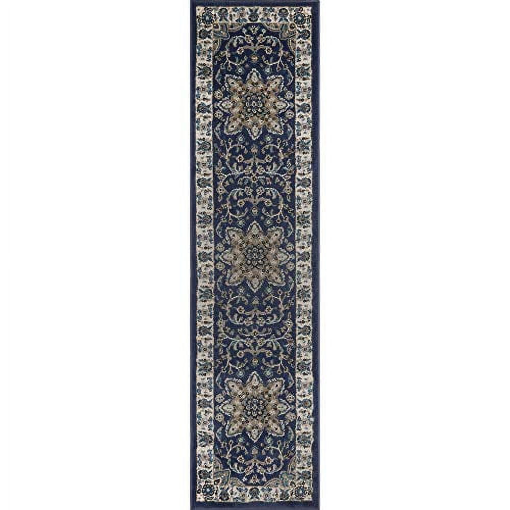 Home Dynamix Tremont Magnolia Medallion Area Rug, Navy/Ivory, 1'9"x7'2"