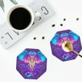 thumbnail image 4 of Lsque Elephant in Tribal Style Pattern 4" Drink Coasters Set of 4, PVC Leather Absorbent Coasters, Table Coaster Set Decorative Coffee Cup Coasters Housewarming Gift -Octagon, 4 of 6