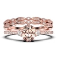 thumbnail image 1 of Minimalist 2.25 Carat Oval Cut Simplistic Morganite And Diamond Moissanite Engagement Ring, Classic Wedding Ring in 925 Sterling Silver With 18k White Gold Plating, Promise Ring, Trio Set, 1 of 4