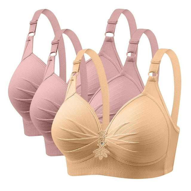 LOVZFMLL 3 Pack Women's Everyday Bras Ruched Comfort Soft Breathable Push Up Bras No Underwire Full Coverage Bralettes