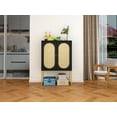 thumbnail image 3 of UBesGoo High Accent Cabinet, Natural Rattan Cabinet with 2 doors For Living Room Bedroom Kitchen Black and Natural, 3 of 10