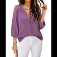 thumbnail image 2 of Blusas Elegantes de Estilo Bohemio con Cuello en V, Mangas 3/4 y Botones para Mujer, Color , Talla M, 2 of 8