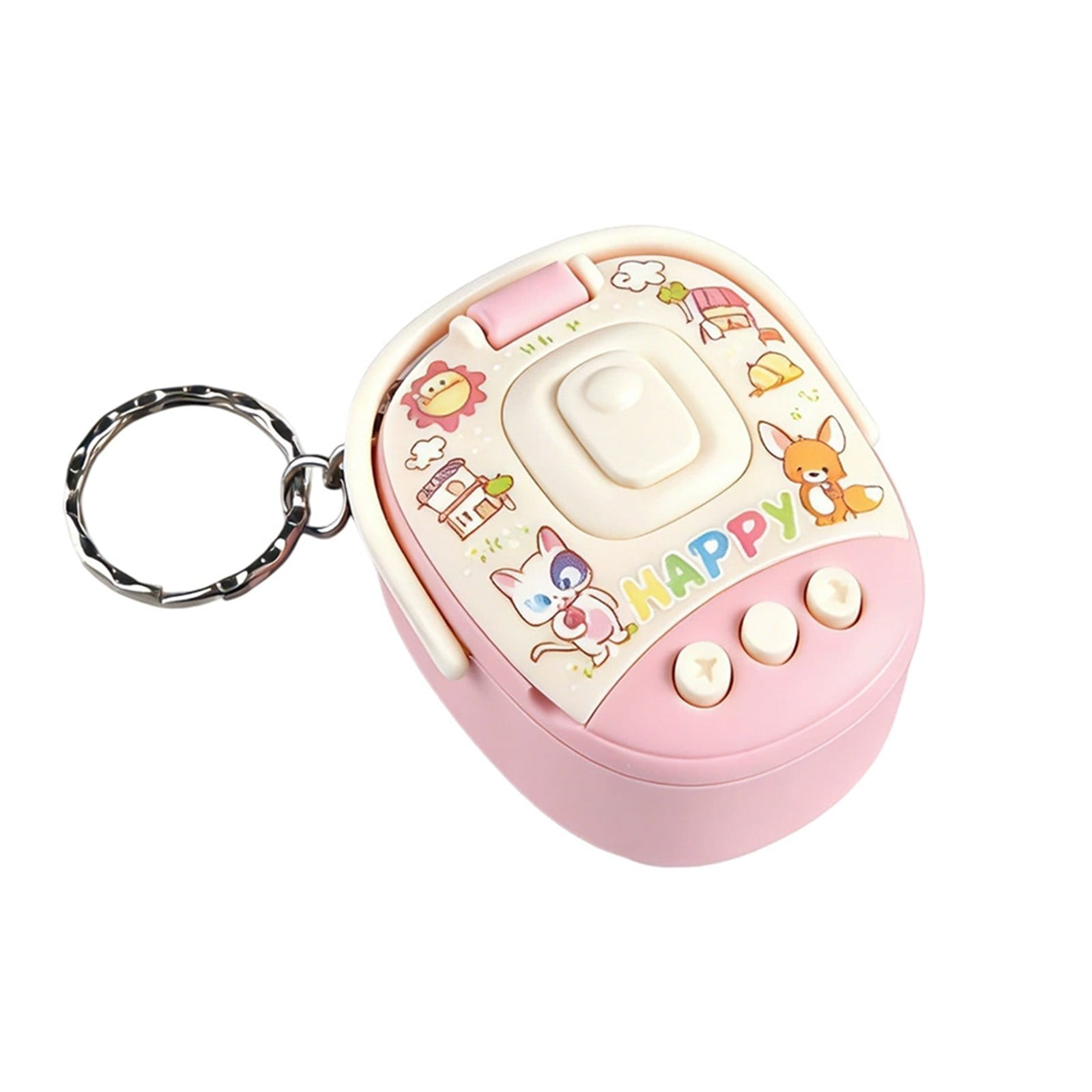 Kawaii Rice Cooker Keychain - Pink Mini Appliance Pendant with Cat & Print, Portable Size, Playful Button Detail for Backpacks, Car Keys & Novelty Gift