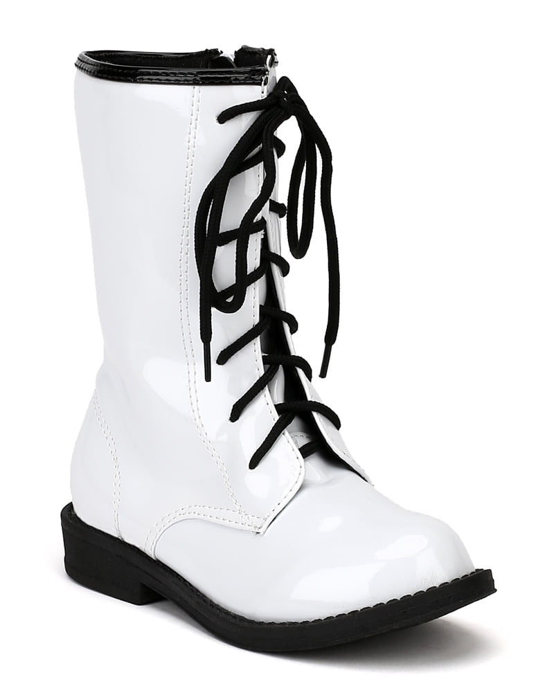 kids white combat boots