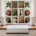 thumbnail image 3 of Farmhouse Kitchen Curtains, Nostalgia Tone Plaid Ornate Tomatoes and Wheats Print Country Feel, Window Drapes 2 Panel Set for Kitchen Cafe Decor, 55" x 36", Paprika Rust and Green, 3 of 3