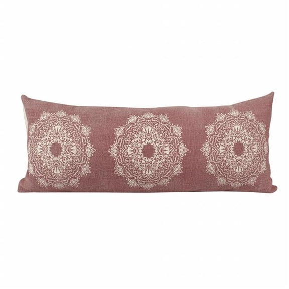 14 x 36 in. Geometric Zippered Cotton Throw Pillow, Red - Set of 2