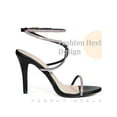 thumbnail image 3 of BLISSFUL STEP Crystal Rhinestones Crisscross Strappy Stiletto Heeled Sandals for Women Black 6, 3 of 6