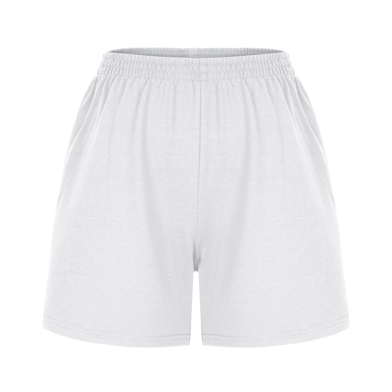 ショートパンツ Sweat shorts white RYRJJ Women's Sweat Shorts with Pockets Cotton Summer Athletic