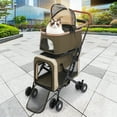 thumbnail image 4 of Modern Dog & Cat Stroller 2 Tiers Dark Green Foldable Pet Stroller Freestanding Foldable Pet Stroller for Small & Medium Dogs, 4 of 20