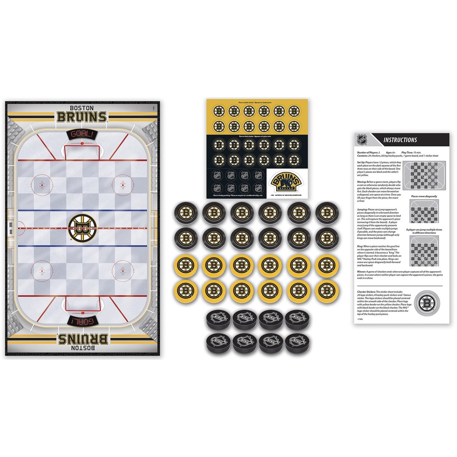 MasterPieces Officially licensed NHL Boston Bruins Checkers Board Game for Families and Kids ages 6 and Up