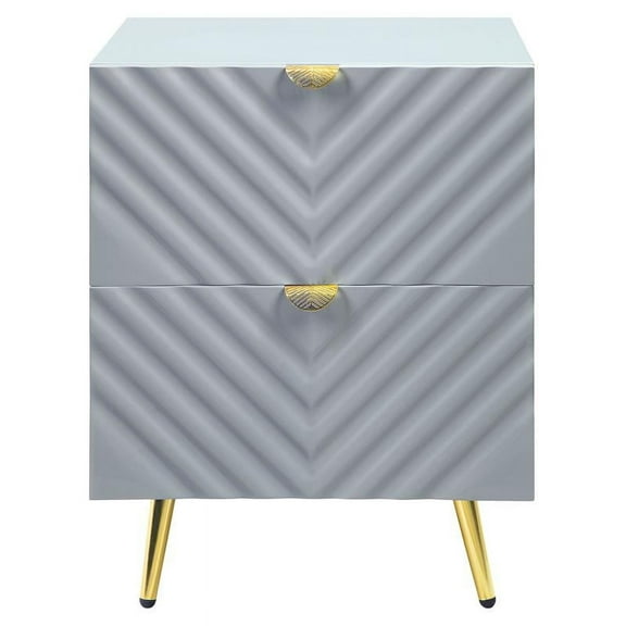 Acme Furniture Gaines Nightstand, Gray High Gloss Finish Composite Wood, Metal