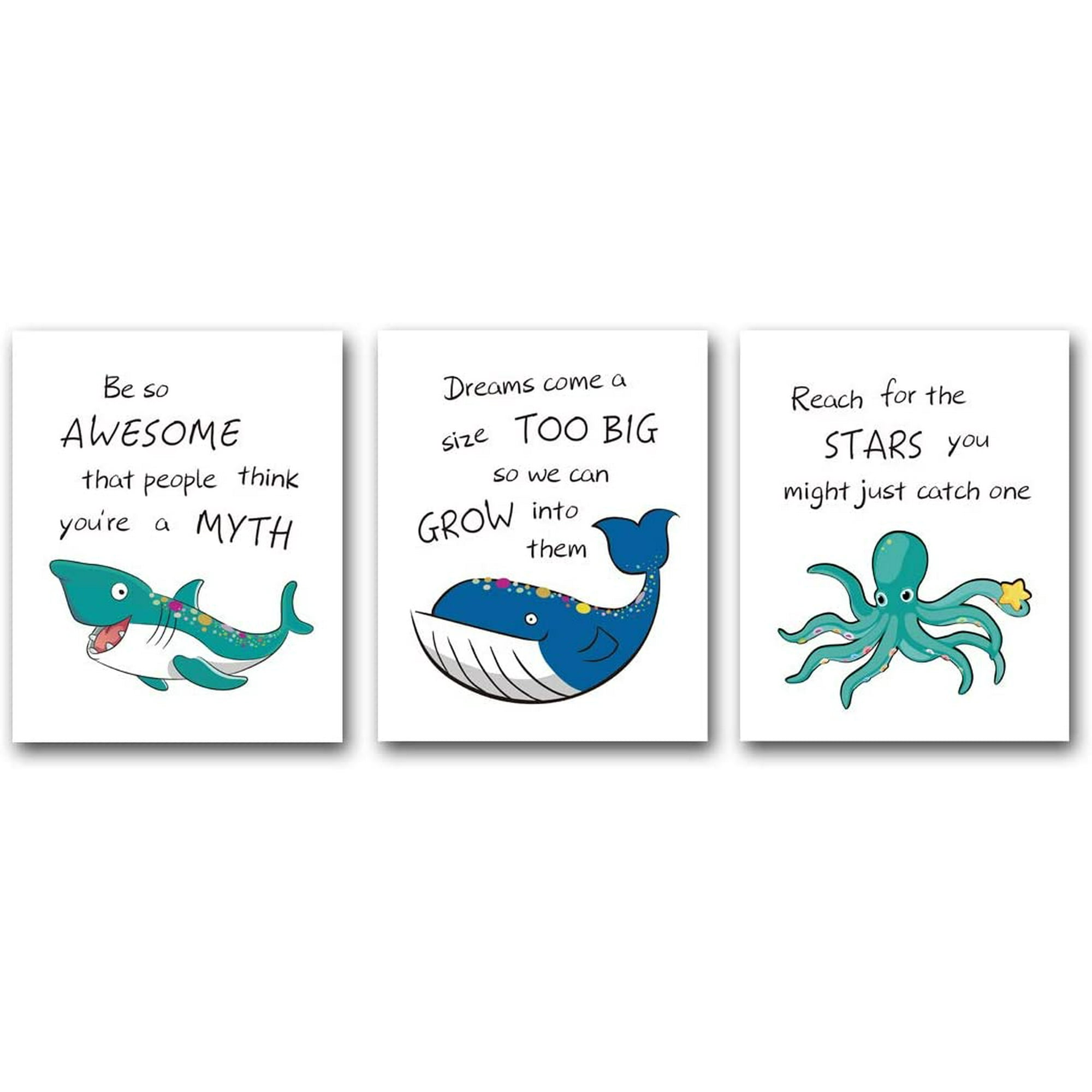 Unframed Sea Life Art Print Lovely Nautical Whale Shark Octopus Painting, Set of 3(8 Unframed Sea Life Art Print Lovely Nautical Whale Shark Octopus Painting, Set of 3(8