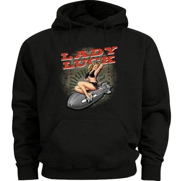 Lady Luck Pin Up Girl Hoodie Men's Sweatshirt Black
