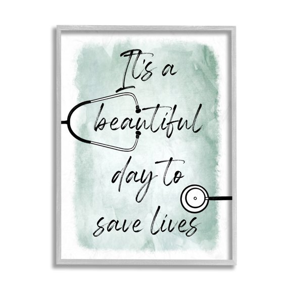 Stupell Industries Beautiful Day Save Lives Phrase Healthcare Appreciation Gray Framed by Marcus Prime