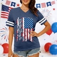 thumbnail image 2 of Wang6 Womens 250th Anniversary USA Shirts America Flag Stripe Printed V Neck T-Shirts Plus Size Loose 4th of July Tops Independence Day Patriotic Graphic Tees 0528liDark Blue L, 2 of 4