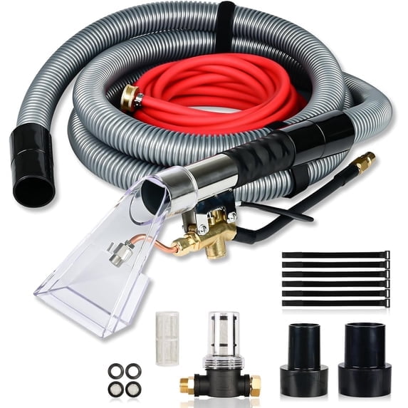 Shop Vac Carpet Cleaner Hose Kit with 25 ft Water Line, 10 ft Vacuum Hose & Adapter, Universal Vacuum Attachment for Carpet Cleaning