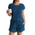 thumbnail image 6 of Seductiva Clothing Short Sleeve Pj Set Womens Pajama Set Cap Sleeve Set Tops and Ruffle Shorts Pj Sets Casual Sleepwear with Pockets, 6 of 7