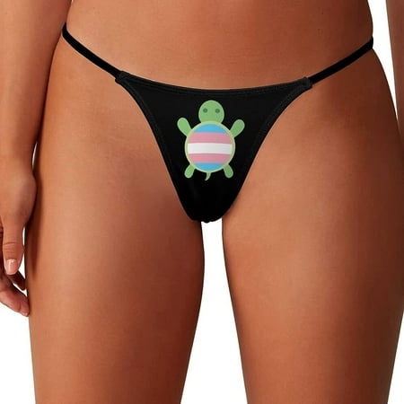 

Transgender Flag Turtle Women s G-String Thongs Low Rise Hipster Underwear Stretch T-Back Panties