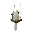 thumbnail image 2 of Figura de loro de jardín colgante, estatua de pájaro para jardín, decoración, adorable micro paisaje Loro blanco, 2 of 9