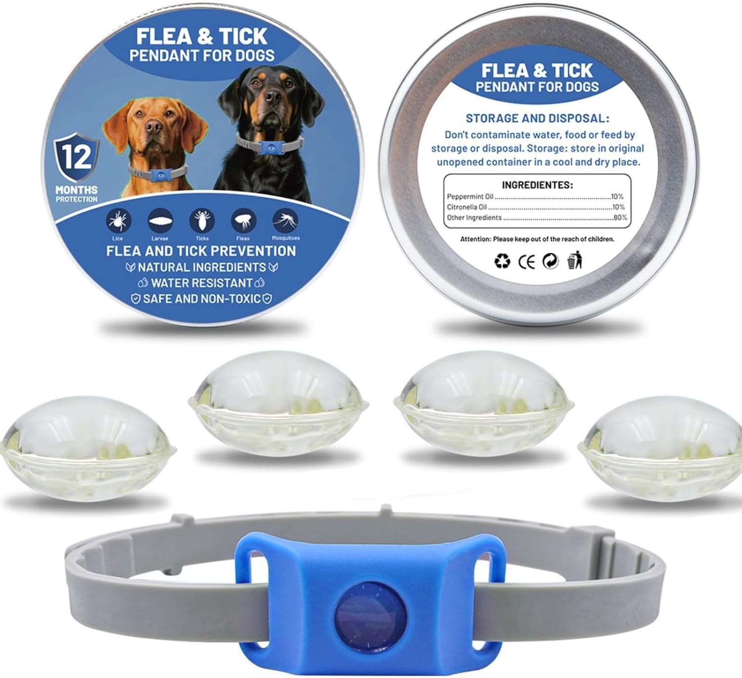Clavya Natural Flea & Tick Tags For Dogs - 2 Pack, Waterproof, Stretchable, Lasts Up To 4 Months
