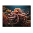 thumbnail image 3 of Designart "Coral Octopus peaceful Submersion I" Animals Print on Natural Pine Wood, 3 of 5