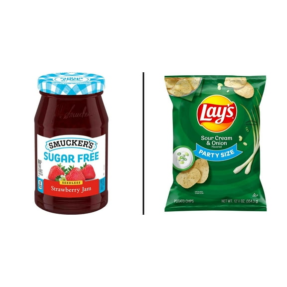 Smucker's Sugar Free Seedless Strawberry 12.75 oz & Lay's Sour Cream Onion Potato Chips 12.5 oz